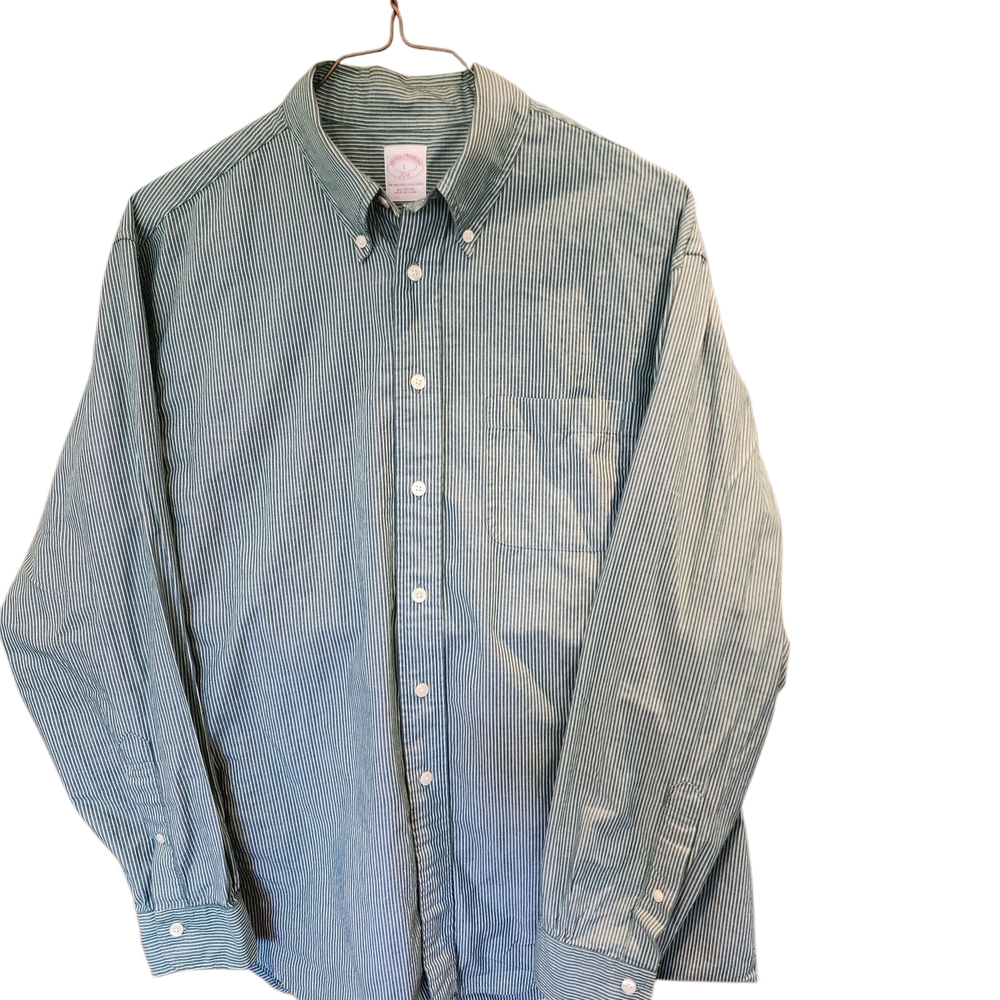 Brooks Brothers Green Striped Men's Shirt Size Large